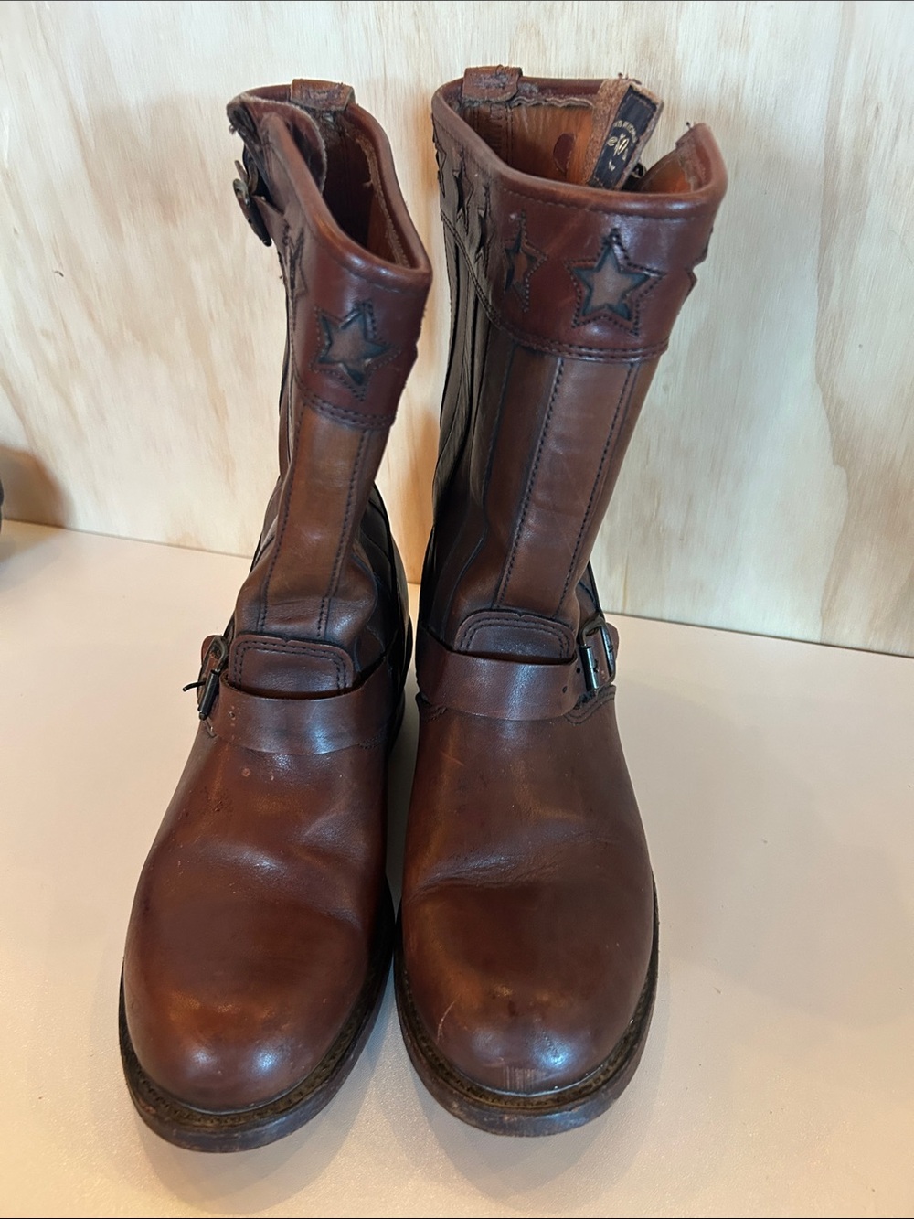 Frye Brown Leather Engineer Boots 150 year anniversary boots - Picture 3 of 6
